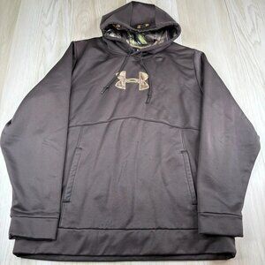Under Armour 1279836 Mens Brown Storm Icon Caliber Fleece Pullover Hoodie Sz 2XL